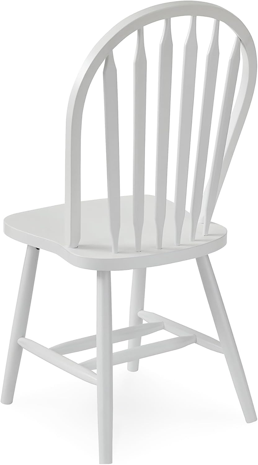 IC International Concepts Solid Wood Windsor ArrowBack Dining Chair with Plain Legs, White