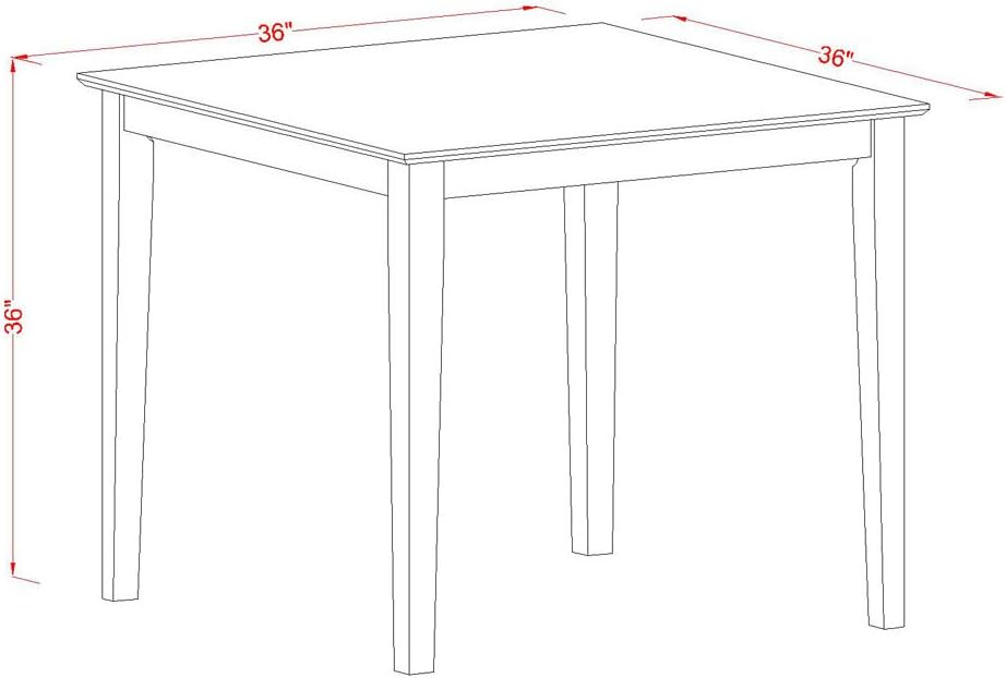 East West Furniture VNQU5-MAH-W 5 Piece Counter Height Pub Set Includes a Square Dining Room Table and 4 Kitchen Chairs, 36x36 Inch, Mahogany