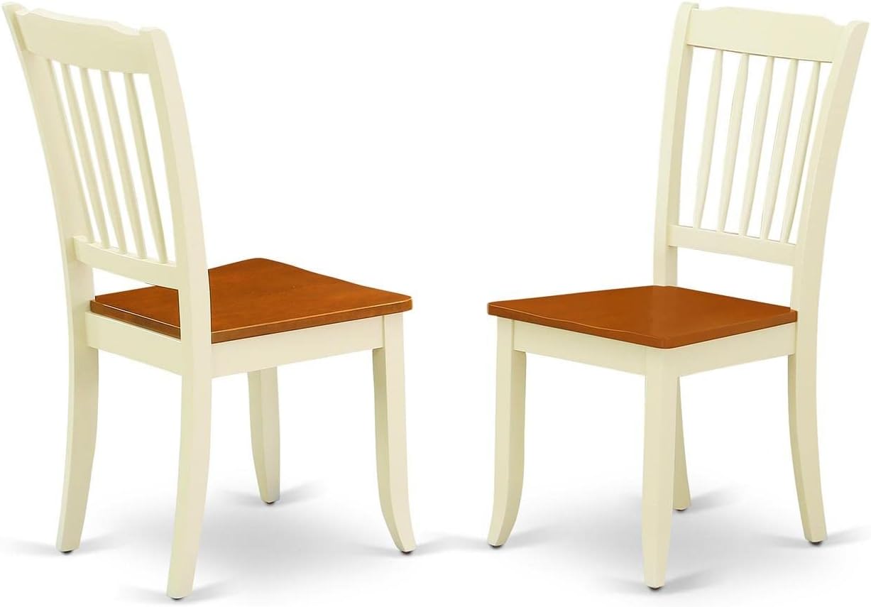 East West Furniture DLDA3-BMK-W 3 Piece Dining Room Furniture Set Contains a Round Dining Table with Dropleaf and 2 Wood Seat Chairs, 42x42 Inch, Buttermilk & Cherry