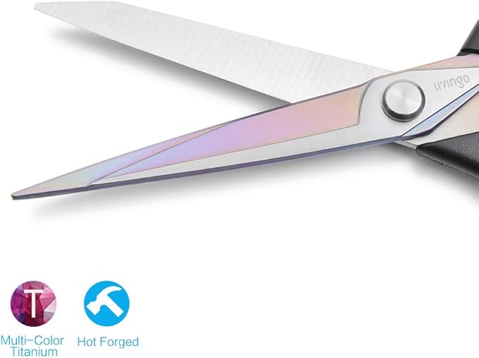 LIVINGO Premium Tailor Scissors Heavy Duty Multi-Purpose Titanium Coating Forged Stainless Steel Sewing Fabric Leather Dressmaking Comfort Grip Shears Professional Crafting (8.5 INCH)