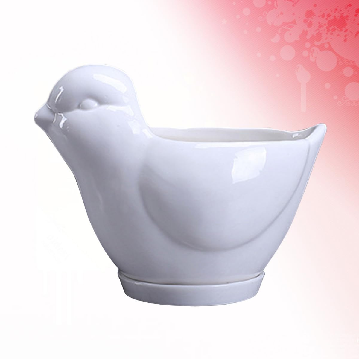 Veemoon Ceramic Succulent Plant Pot White Small Bird Shape Planter for Indoor Desktop Decor Saucer Pottery Flower Container for Home Garden