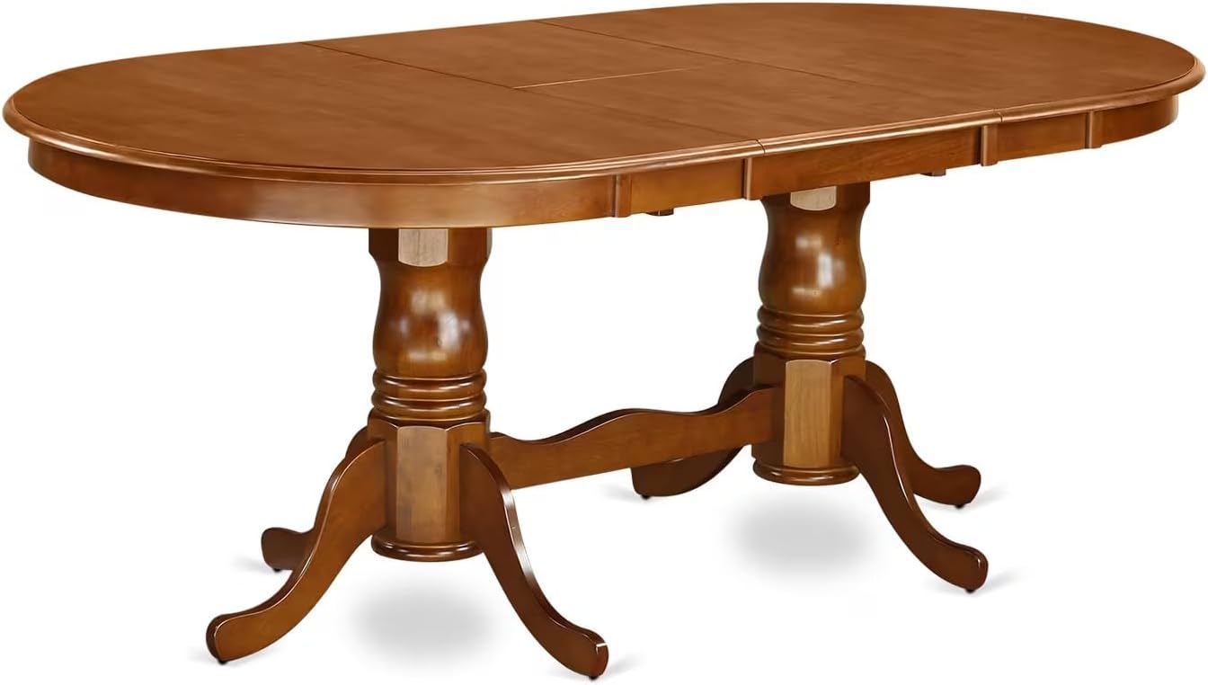 East West Furniture PLAV9-SBR-W 9 Piece Dining Room Furniture Set Includes an Oval Kitchen Table with Butterfly Leaf and 8 Dining Chairs, 42x78 Inch, Saddle Brown