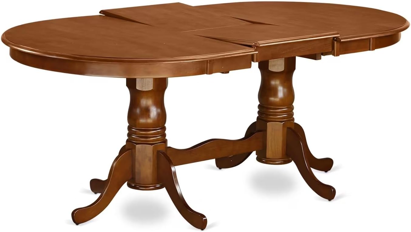 East West Furniture PLAV9-SBR-W 9 Piece Dining Room Furniture Set Includes an Oval Kitchen Table with Butterfly Leaf and 8 Dining Chairs, 42x78 Inch, Saddle Brown