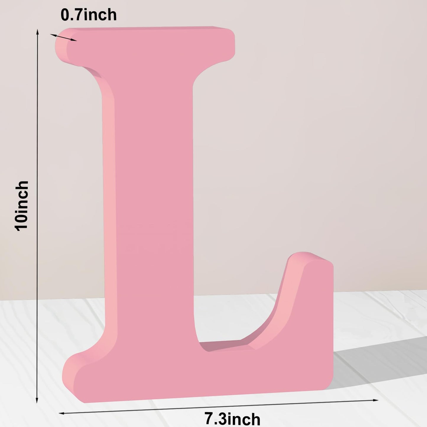 AOCEAN 10 Inch Pink Wood Letters Unfinished Wood Letters for Wall Decorative Pink Standing Letter Sign Board Decoration for Craft Home Party Decor Projects (L)