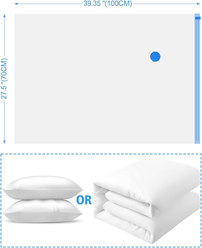 Jumbo Vacuum Sealed Bags 12 Pack - Space Saver Compression Bags for Travel with 1 Electric Pump