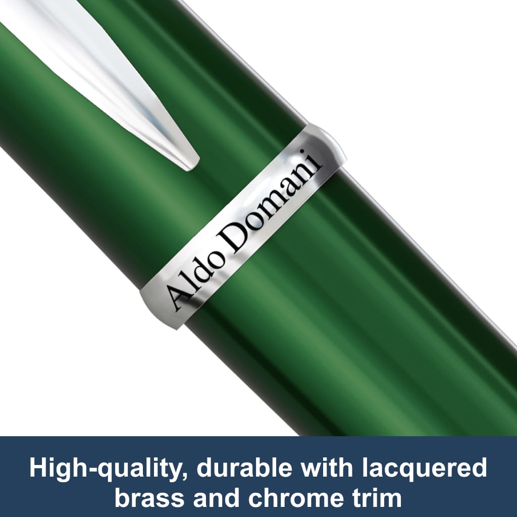 Monteverde USA Aldo Domani 3+2 Piece Set Green | Fountain, Rollerball, Ball Pen |Medium Nib | Large Luxury Gift Box with Free Gel Refill & Ink Bottle