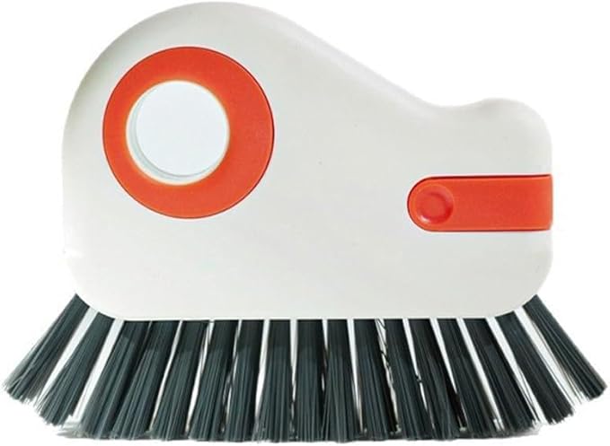 2 in 1 Groove Cleaning Brush Window Track Cleaning Tools, Multifunction Crevice Brush with Hard Bristle and Hidden Scraper, Kitchen Brush Window Track Cleaner for Sliding Door Track, Sill (Orange)