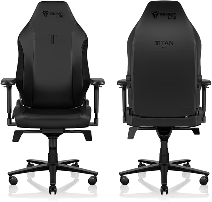 Secretlab Titan Evo Black Gaming Chair - Reclining, Ergonomic & Heavy Duty Computer Chair with 4D Armrests, Magnetic Head Pillow & Lumbar Support - Big and Tall Up to 395 lbs - Black - Leatherette