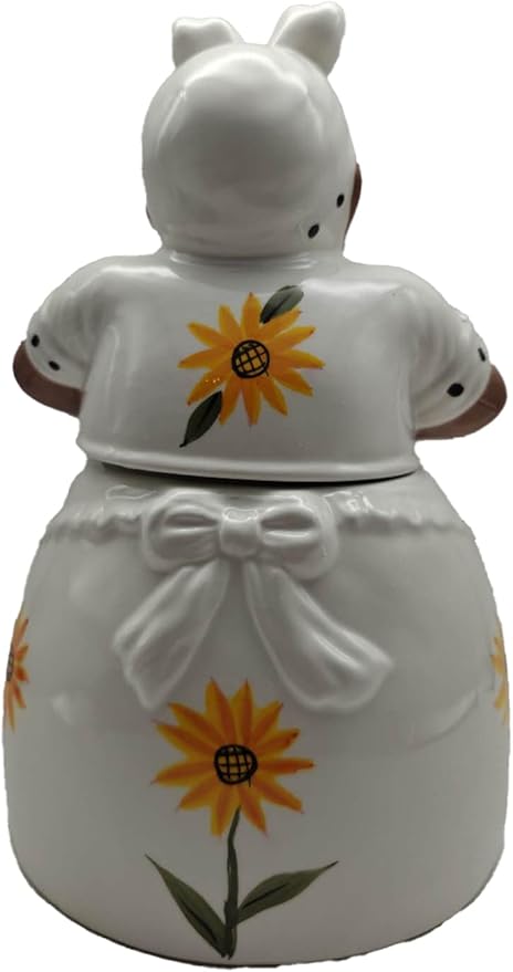 ACK African American Women Ceramic Cookie Jar with Lid and and Rubber Seal, Food Storage Jar, Kitchen Décor, Snack Storage Container for Cookie, Candy and More