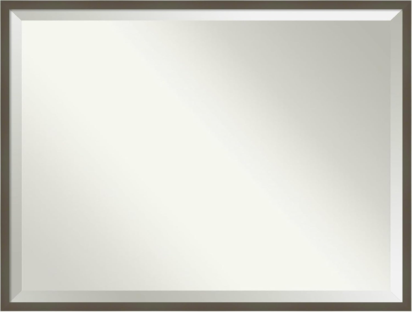 Amanti Art Grey Wall Mirror 31x41 Svelte Clay Grey Rectangle Bathroom Mirror for Wall Decor Living Room, X-Large Modern Wood Frame, Hangs Horizonally and Vertically, Bathroom Decor, Beveled Edge