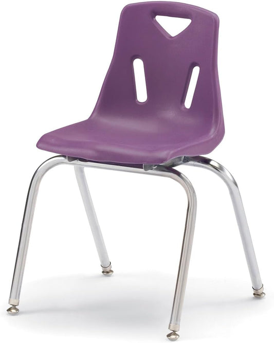 Jonti-Craft Berries 8148JC1004 Stacking Chair with Chrome-Plated Legs, 18" Height, Purple, Black
