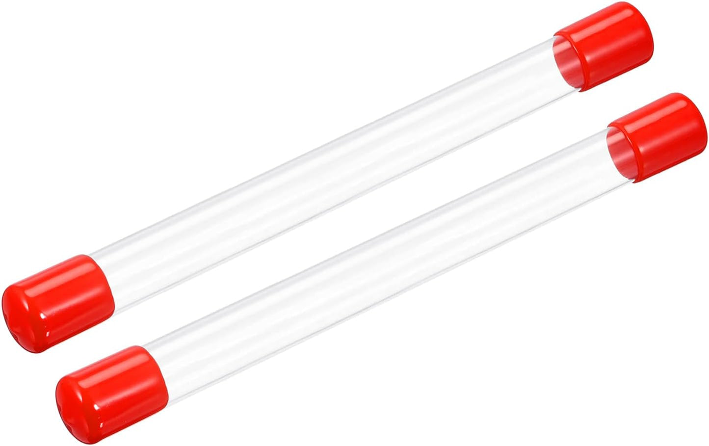 PATIKIL Clear Rigid Tube Round Plastic Tubing with Red Rubber Caps Polycarbonate Water Pipe, 305mm/ 12 Inch Length, 15mmx16mm/0.6"x0.63", 2 Set