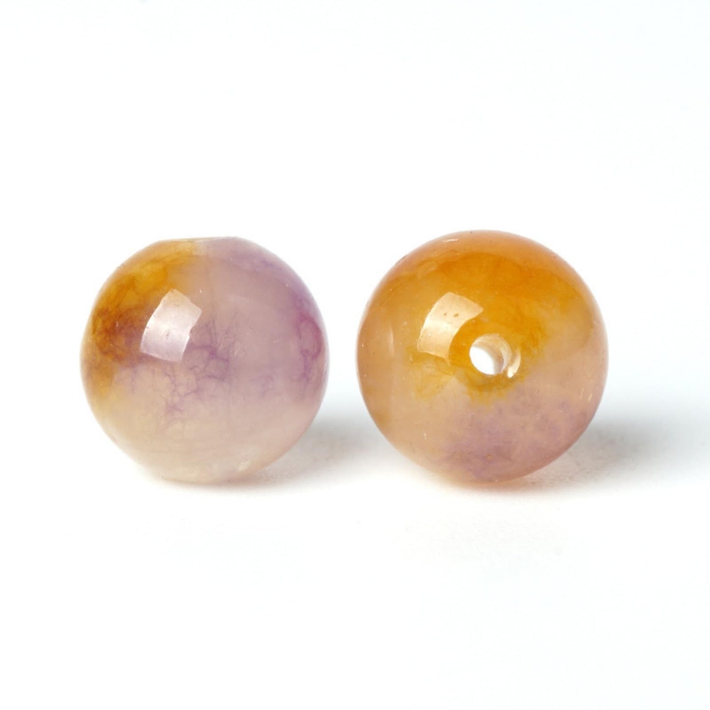 100Pcs Natural Stone 8mm Puple Yellow Jasper Round Loose Gemstone Energy Healing Beads Hole Size 1mm DIY Smooth Beads for Bracelet Necklace Earrings Jewelry Making