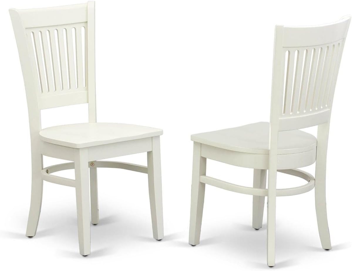 East West Furniture DLVA3-LWH-W 3 Piece Modern Dining Table Set Contains a Round Wooden Table with Dropleaf and 2 Dining Room Chairs, 42x42 Inch, Linen White