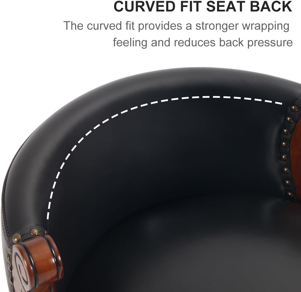 Cow top Leather Wooden Bar Stools, 29.5" Bar Height Bar Chair with Back, 180 Degrees Swivel Barstools Chair for Home Kitchen Counter,Dining Room (Black-1pc, Bar Height-Seat Height 29.5”)