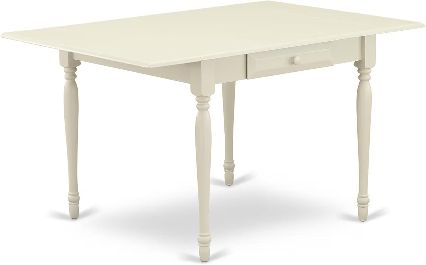 East West Furniture MZGR3-LWH-W 3 Piece Kitchen Table & Chairs Set Contains a Rectangle Dining Table with Dropleaf and 2 Dining Room Chairs, 36x54 Inch, Linen White