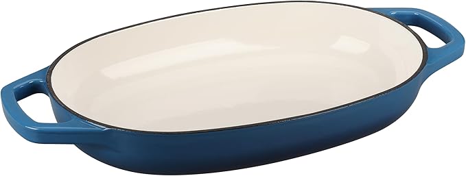 Enameled Cast Iron Oval Dutch Oven Pot with Lid, Dutch Oven for Sourdough Bread Baking, Oval Bread Pan, Bread Oven, Bread Dutch Oven, 5qt, Lake Blue
