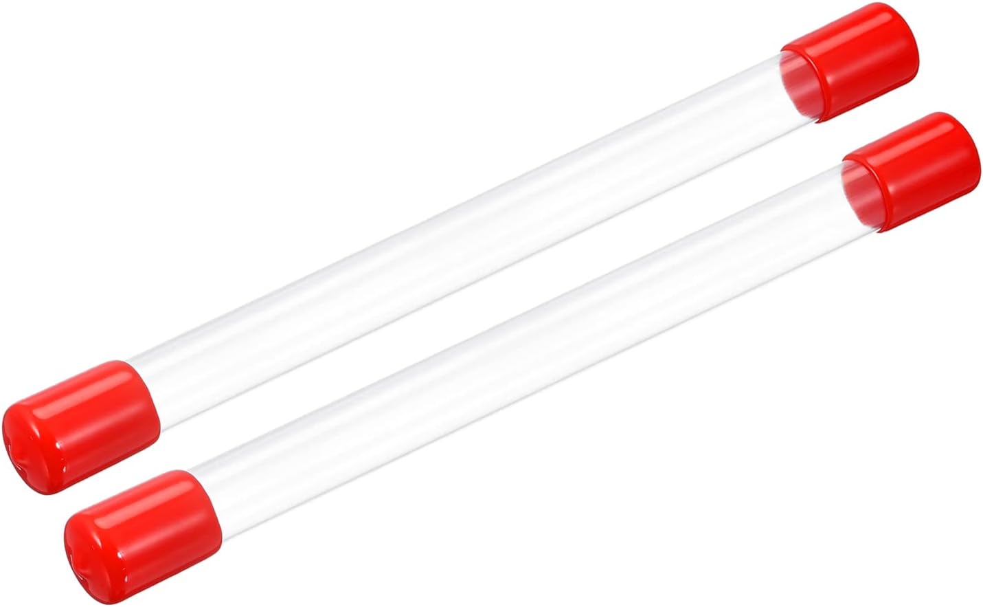 PATIKIL Clear Rigid Tube Round Plastic Tubing with Red Rubber Caps Polycarbonate Water Pipe, 305mm/ 12 Inch Length, 14mmx15mm/0.55"x0.6", 2 Set