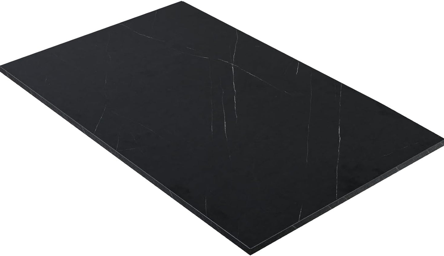 Kaboon Universal Tabletop 47.25"x30", Solid One-Piece Melamine Table Top, Double Desk L-Desk DIY, Home and Office,Cloud Atlas/Black Marble