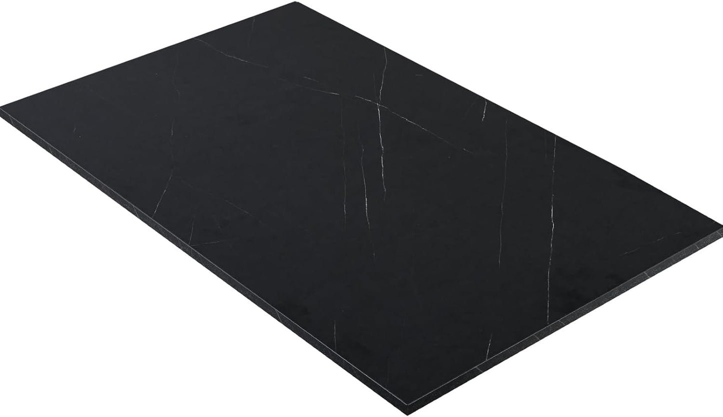 Kaboon Universal Tabletop 36 x20, Solid One-Piece Melamine Table Top, Double L-Desk Floating Desk DIY, Home and Office,Cloud Atlas/Black Marble