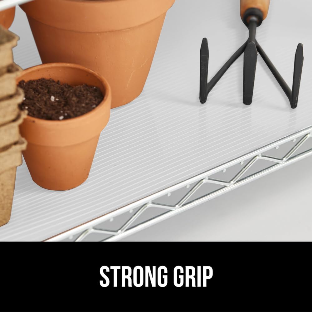 GORILLA GRIP DuraGuard Shelf Liner, 17.5x20 Non-Adhesive Cabinet Liners for Kitchen Drawers, Shelves, Refrigerator, Pantry Storage, Bathroom Closet, Durable Waterproof BPA Free Ribbed Plastic, White