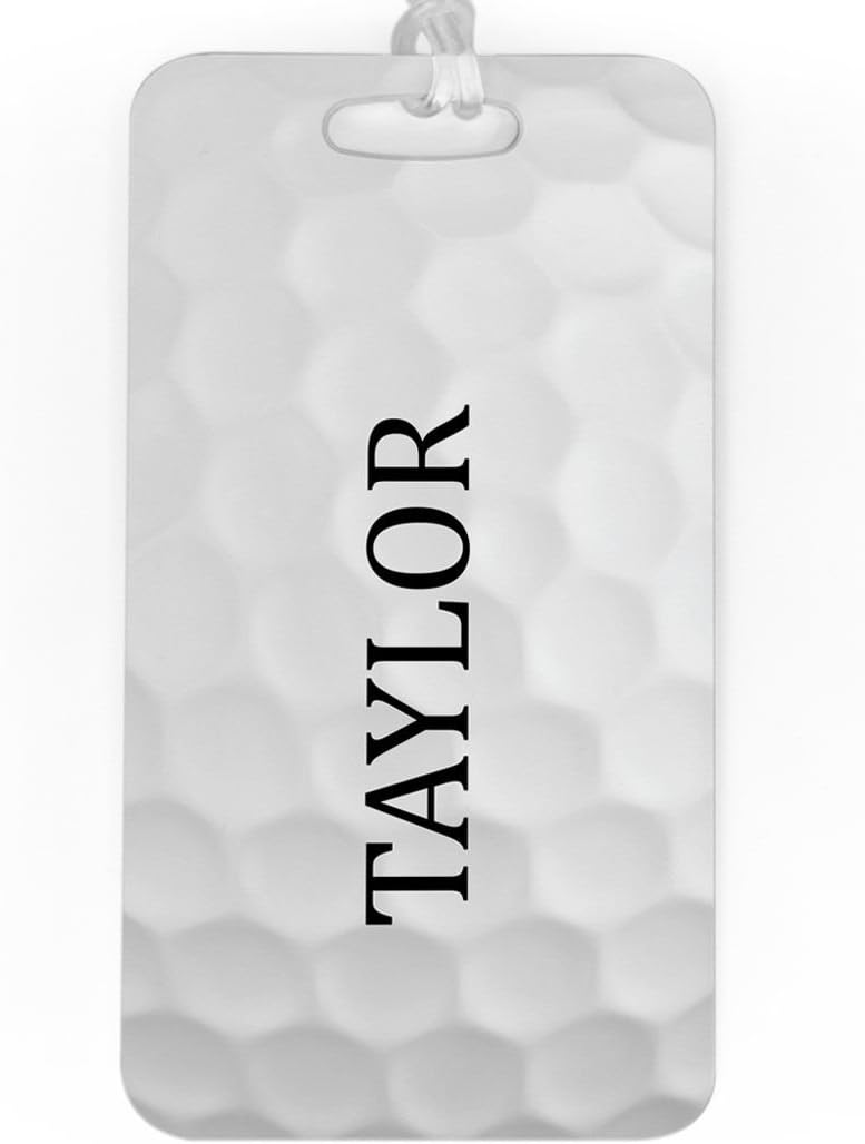ChalkTalkSPORTS Golf Luggage & Bag Tag | Personalized Golf Ball Graphic | Standard Lines on Back | Large