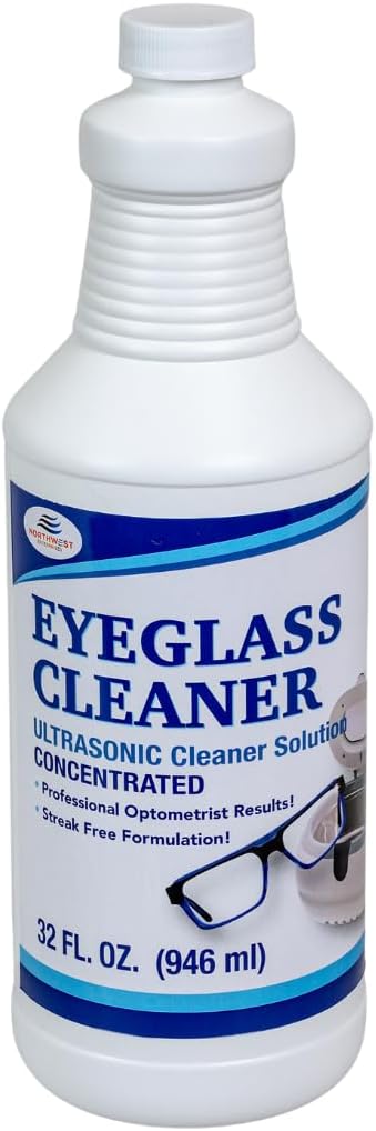 NORTHWEST ENTERPRISES Ultrasonic Cleaner Solution for Eyeglasses, Concentrated for Glasses Cleaning in Sonic and Ultrasonic Machines (32oz)
