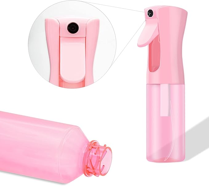 Empty Spray bottles, Continuous Spray Bottle for Hair, Spray Water Bottle Fine Mist Refillable, Skin Care, Showering Pets, Plants, travel, Ironing and Cleaning 6.8 Ounce (1 Pack, Pink)