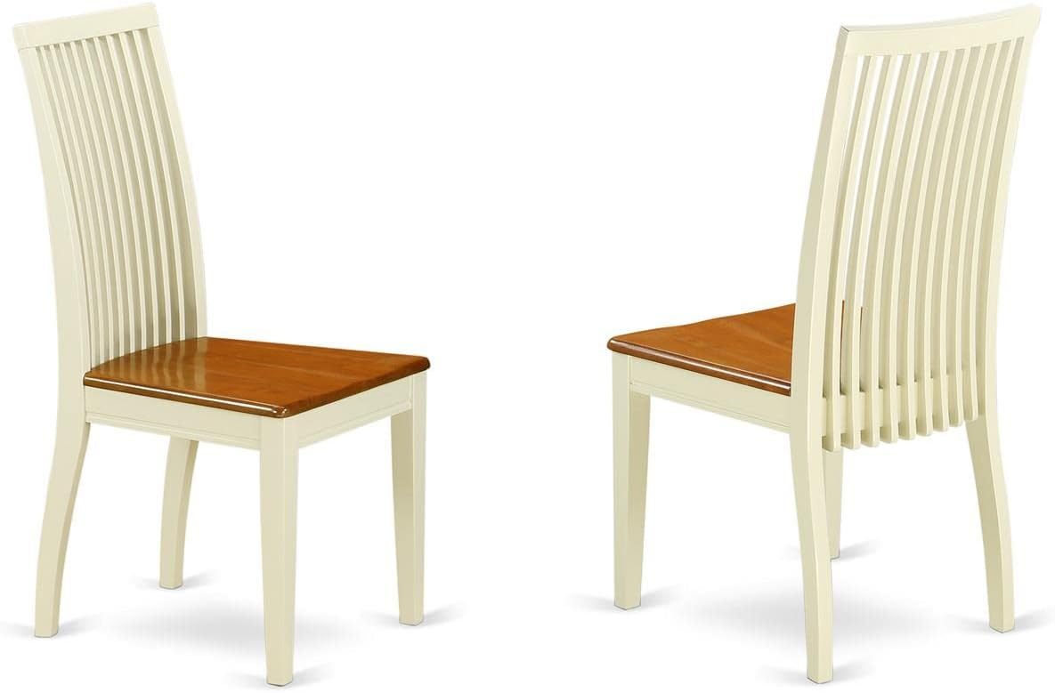 East West Furniture HLIP3-BMK-W 3 Piece Dining Set Contains a Round Dining Room Table with Pedestal and 2 Kitchen Chairs, 42x42 Inch, Buttermilk & Cherry
