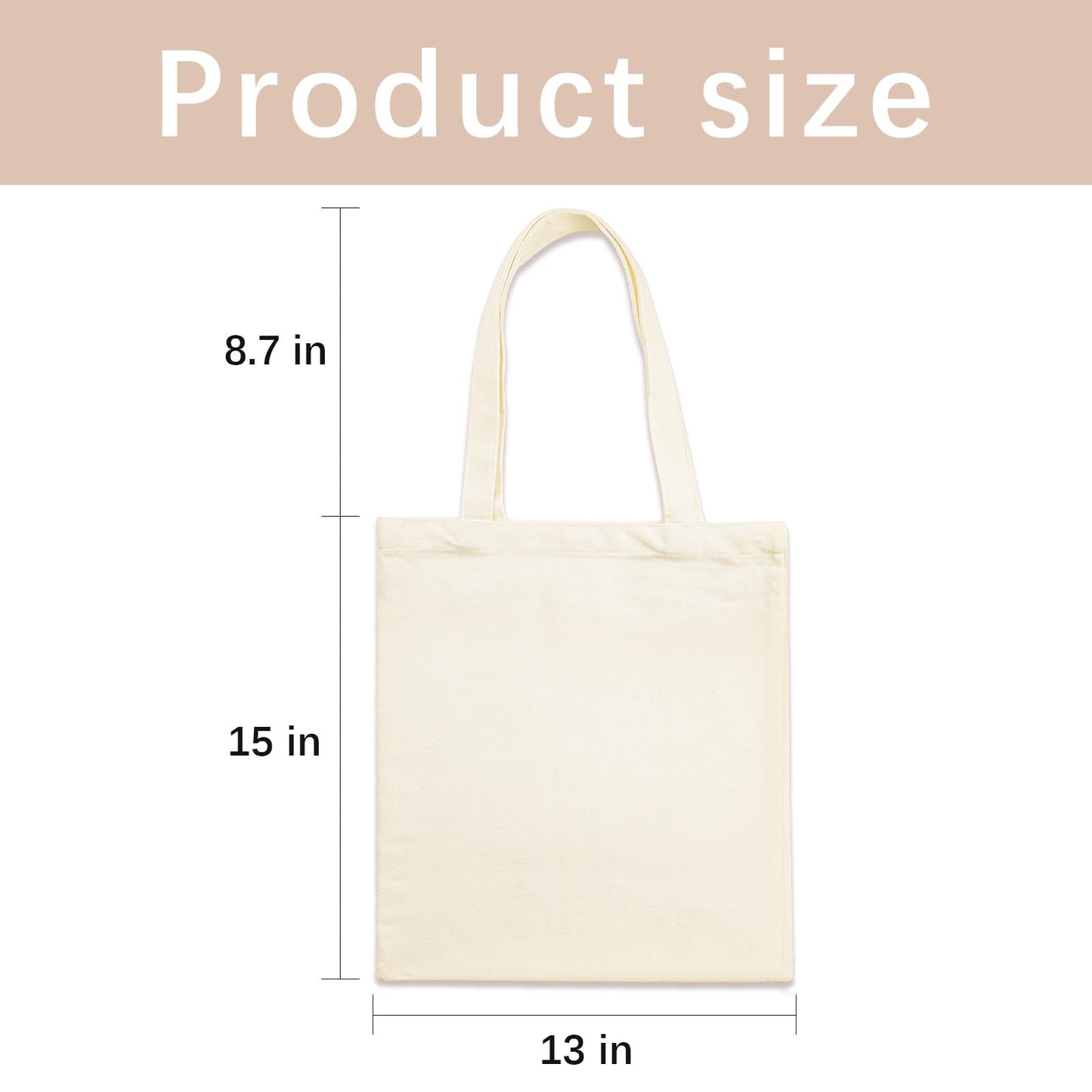 ORJ 50 PCS 13 x 15 Inch Sublimation Blank Canvas Bags Bulk, Tote Bags for Sublimation, Canvas Tote Bags DIY Custom Shopping Bag