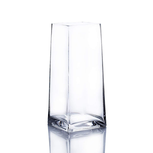 WGV Tapered Glass Vase, Width 5", Height 9", (Multiple Sizes Choices) Clear Taper up Block Floral Planter Bouquet Centerpiece for Wedding Event Home Decor, 1 Piece (VTB8310)