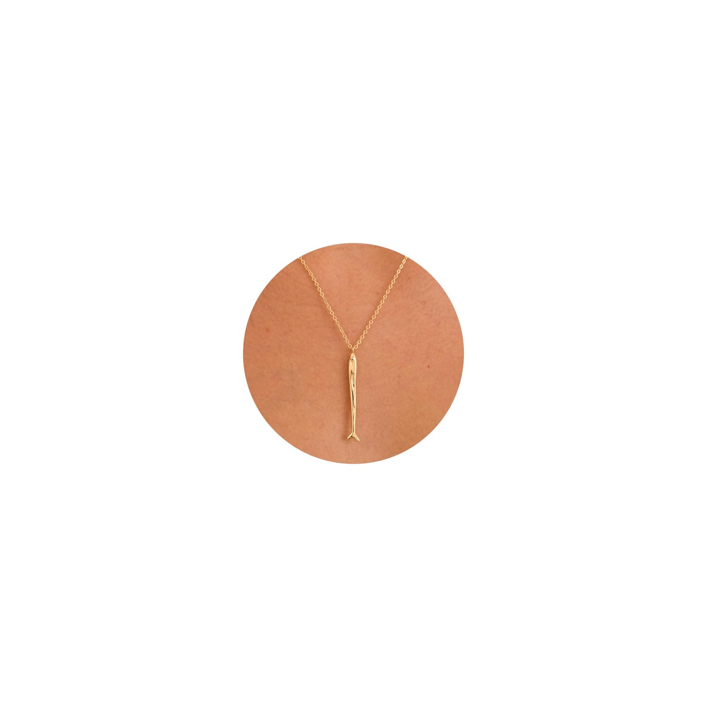 GUOKE Gold Long Fish Necklace for Women – 14K Gold Plated Fish Pendant, Dainty Long Pendant Necklace, Minimalist Jewelry for Her