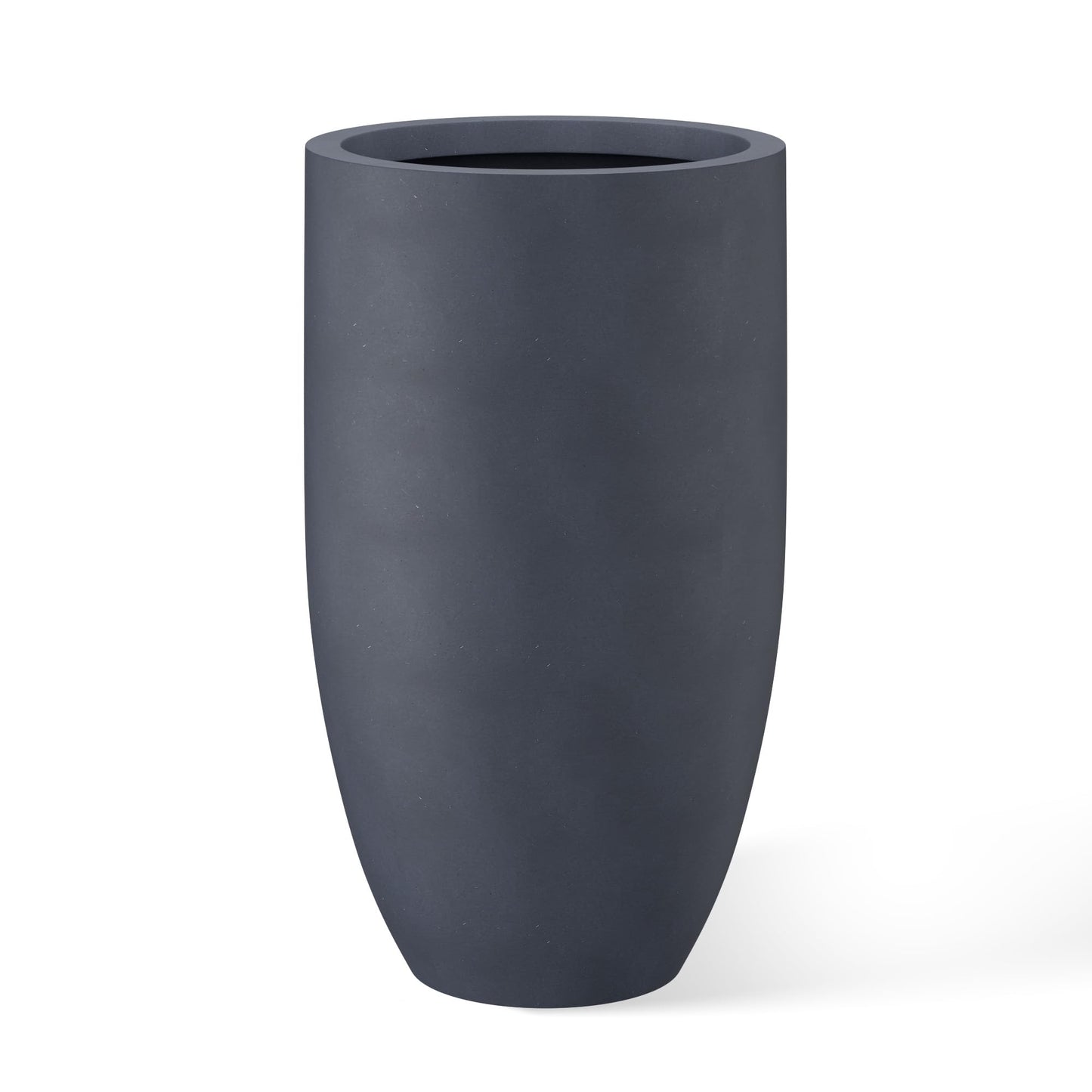 Kante 24 Inch Tall Concrete Planter, Outdoor Indoor Large Plant Pots with Drainage Hole and Rubber Plug for Home Garden Patio Porch Smooth Charcoal