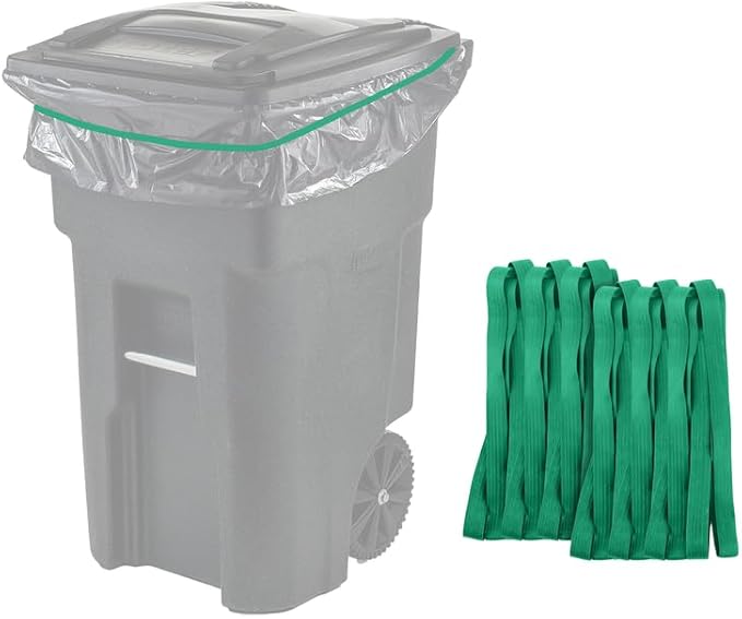 Rubber Bands 64-65 Gallon Trash Cans - Garbage Bag Holder - Heavy Duty - Pack of 6