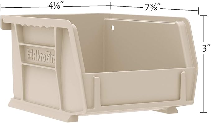 Akro-Mils 30220 AkroBins Plastic Storage Bins, Space-Saving Stackable Bins for Garage, Pantry, Craft Organization, 7-" x 4-" x 3-", Clear, 24-Pack