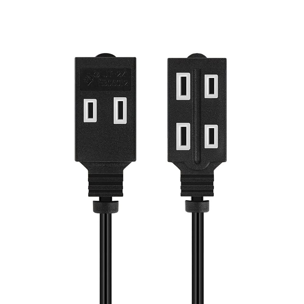 Cmple - 3-Outlet Extension Power Cord 2 Prong Outlet Extender Cable 13 Amps, 125V, Household For Indoor Use With Protective Outl