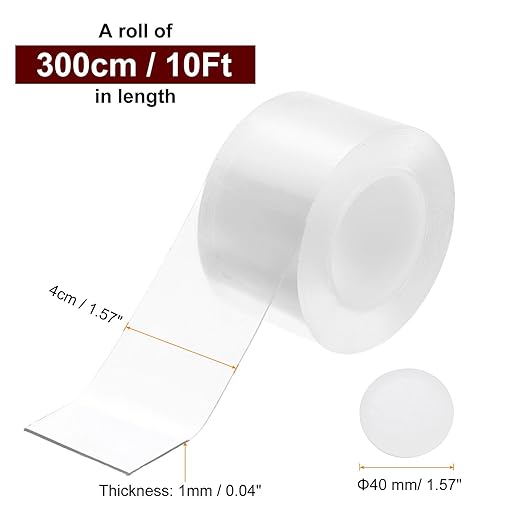 PATIKIL Double Sided Tape Heavy Duty, Transparent Nano Adhesive Mounting Tape for Picture Hanging Walls Decor, 1 Roll 3 Meterx40mmx1mm Strip & 50 Pcs 8mmx1mm Circle