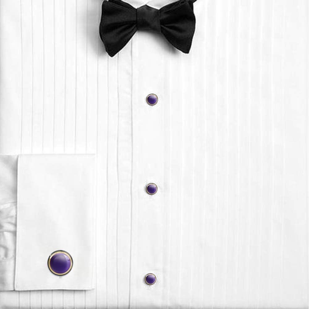 HAWSON Cufflinks and Studs for Men-Fashion Men Vintage Enamel Carbon Fiber Tuxedo Shirt Cufflinks and Studs Set for Regular Wedding Business Accessories