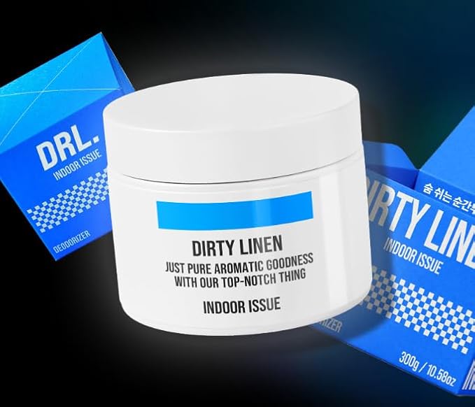 Dirty Linen, INDOOR ISSUE Deodorizer 1ea 10.58 oz, No-Plug & Battery-Free Air Freshener for Small Rooms, Blue Colored Solid Gel, Odor Eliminator