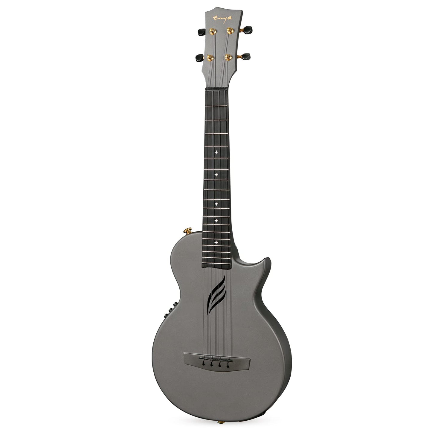 Enya Tenor Ukulele 26 Inch Carbon Fiber Travel Ukelele Black Model Nova UE Pro with Case, Strap, Capo & Strings