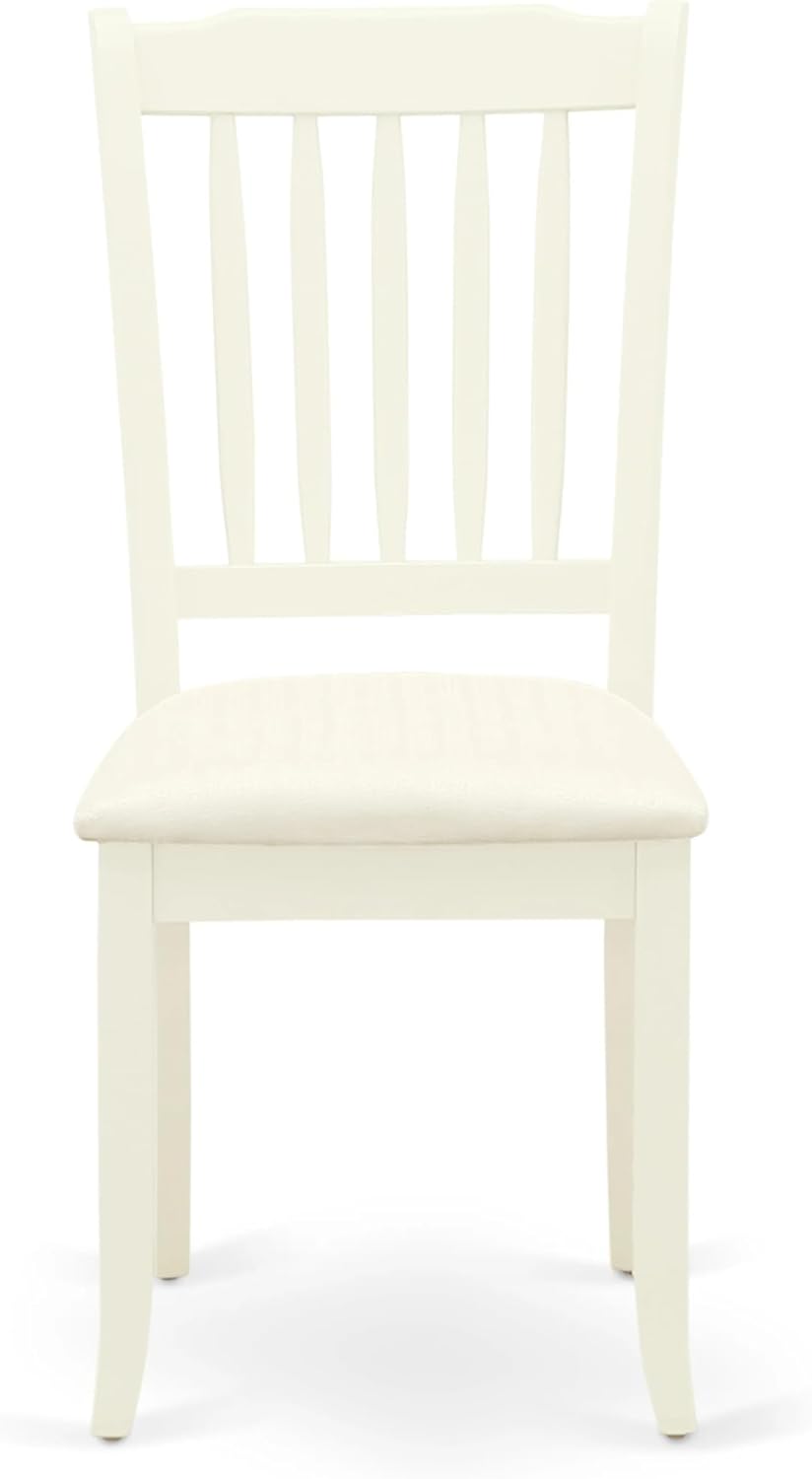 East West Furniture AMDA3-LWH-C 3 Piece Dining Table Set for Small Spaces Contains a Round Kitchen Table with Pedestal and 2 Linen Fabric Upholstered Chairs, 36x36 Inch, Linen White