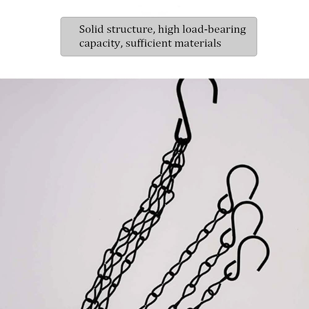 OUKEYI 6 Pcs Hanging Chain, Heavy Duty 15.7 Inch Hanging Flower Basket Galvanized Replacement Chain -3Point Garden Plant Hanger for Outdoor Bird Feeders, Planters and Lanterns (Black) ¡­