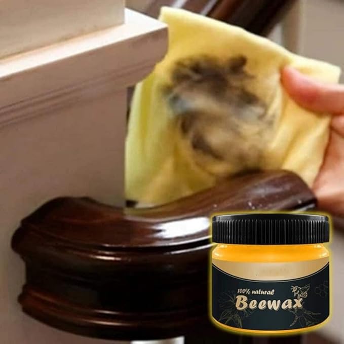 Wood Seasoning Beeswax,Beeswax Furniture Polish,Natural Traditional Beeswax Polish Wood Furniture Cleaner for Doors,Tables,Chairs and Floors(2 Pack)