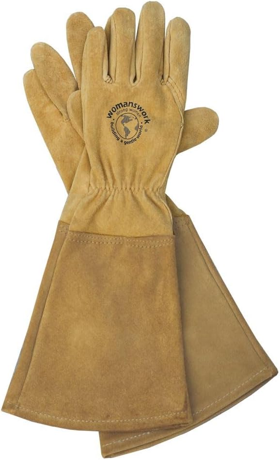 Womanswork Rose Gauntlet Leather Garden Gloves – Made in the USA