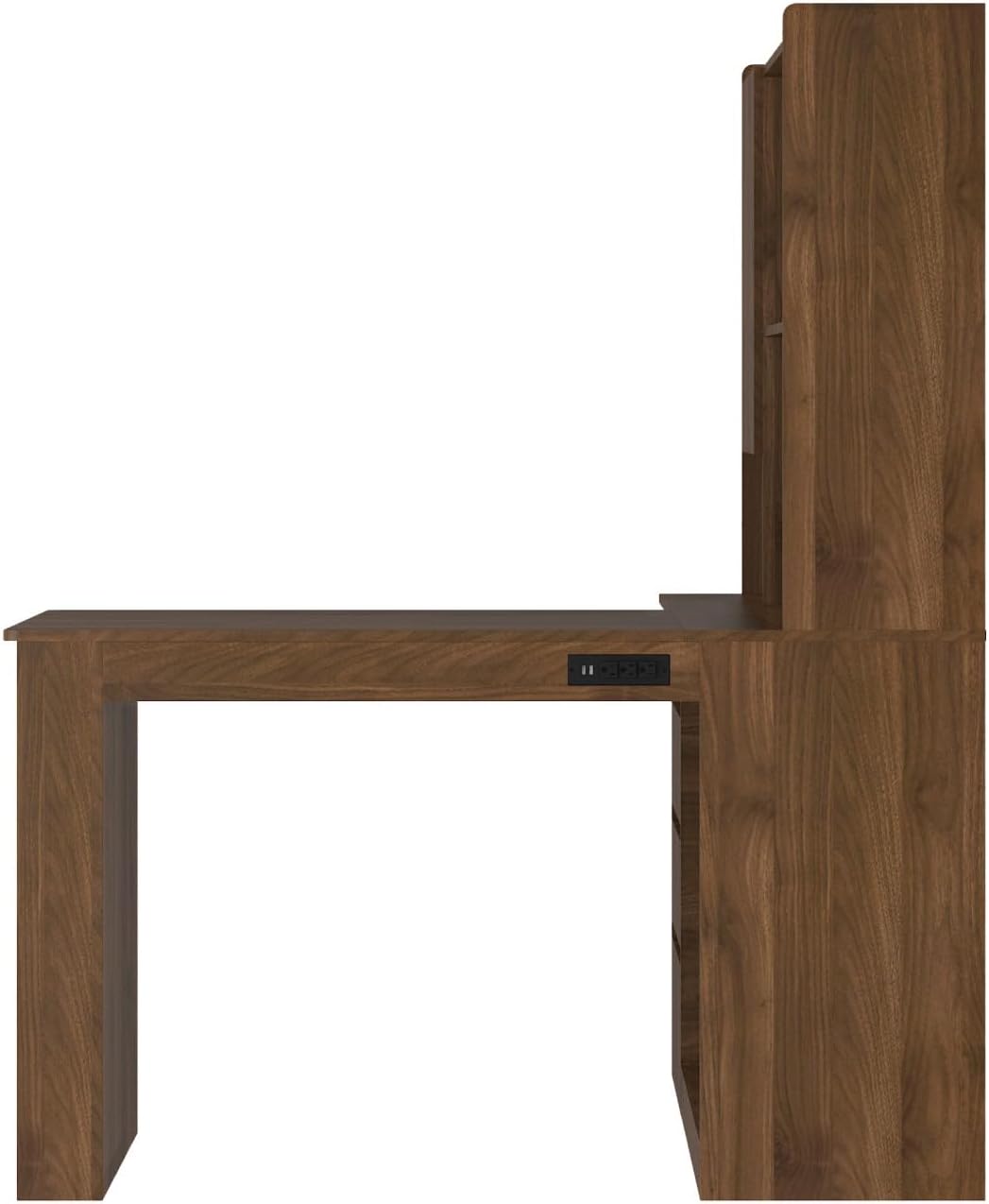 KEIKI L Shaped Home Office Desks with LED Light, Pegboard, Hutch, Drawers, Bookshelf & Storage Shelves, Modern Wooden Gaming Computer Corner Table for Work, Study, Writing