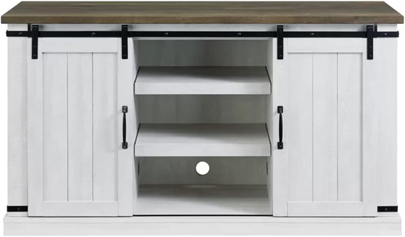 Farmhouse TV Stand for 60inch Television Stand, Entertainment Center with Storage Cabinet and Sliding Barn Doors & Adjustable Shelves, Rustic Media Console Table for Living Room
