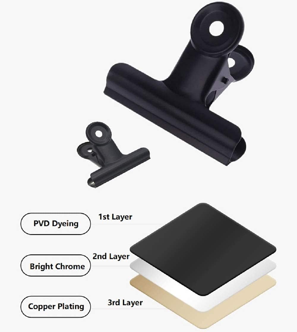 Bulldog Black Metal Binder Clips with Strong Spring - Small, 38 mm, Seal Clamps for Coffee Tea Food Bags, Decorative Clips for DIY Photo Grid