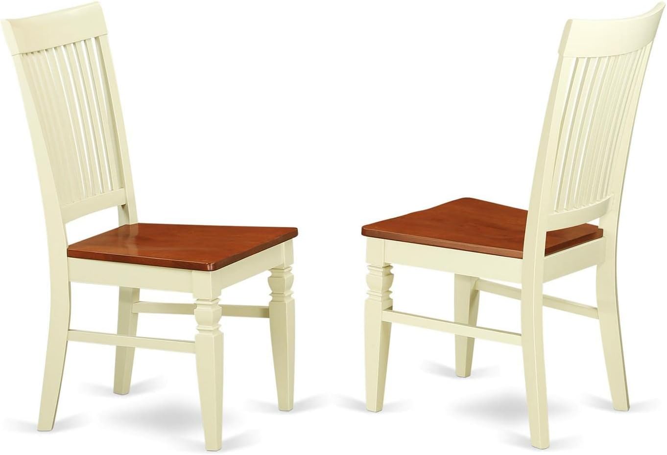 East West Furniture ANWE5-BMK-W 5 Piece Dining Room Table Set Includes a Round Wooden Table with Pedestal and 4 Kitchen Dining Chairs, 36x36 Inch, Buttermilk & Cherry