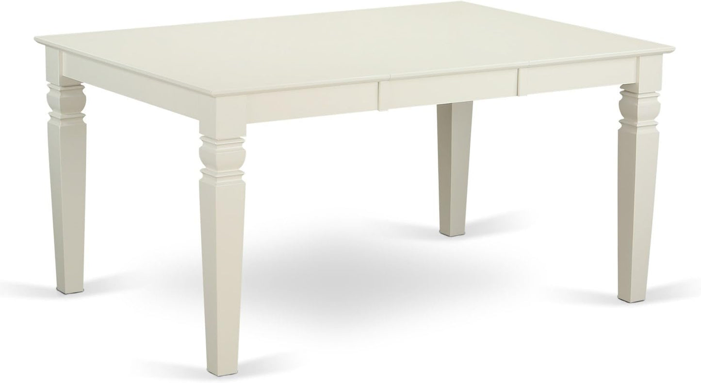 East West Furniture WEIP5-LWH-W 5 Piece Dining Set Includes a Rectangle Dining Table with Butterfly Leaf and 4 Kitchen Chairs, 42x60 Inch, Linen White