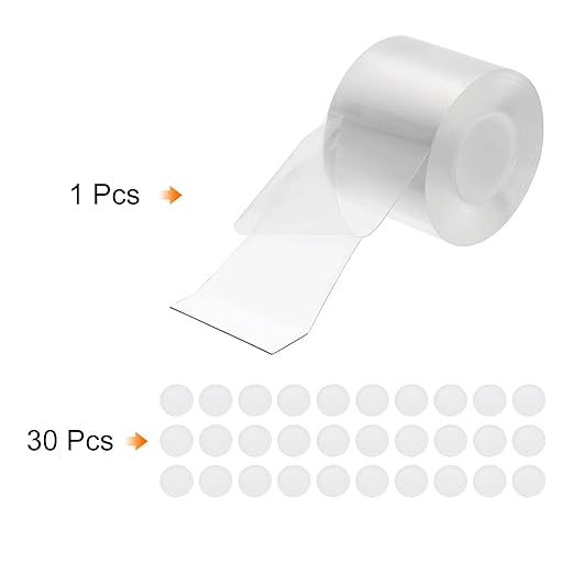 PATIKIL Double Sided Tape Heavy Duty, Transparent Nano Adhesive Mounting Tape for Picture Hanging Walls Decor, 1 Roll 5mx60mmx1mm Strip & 30 Pcs 8mmx1mm Circle